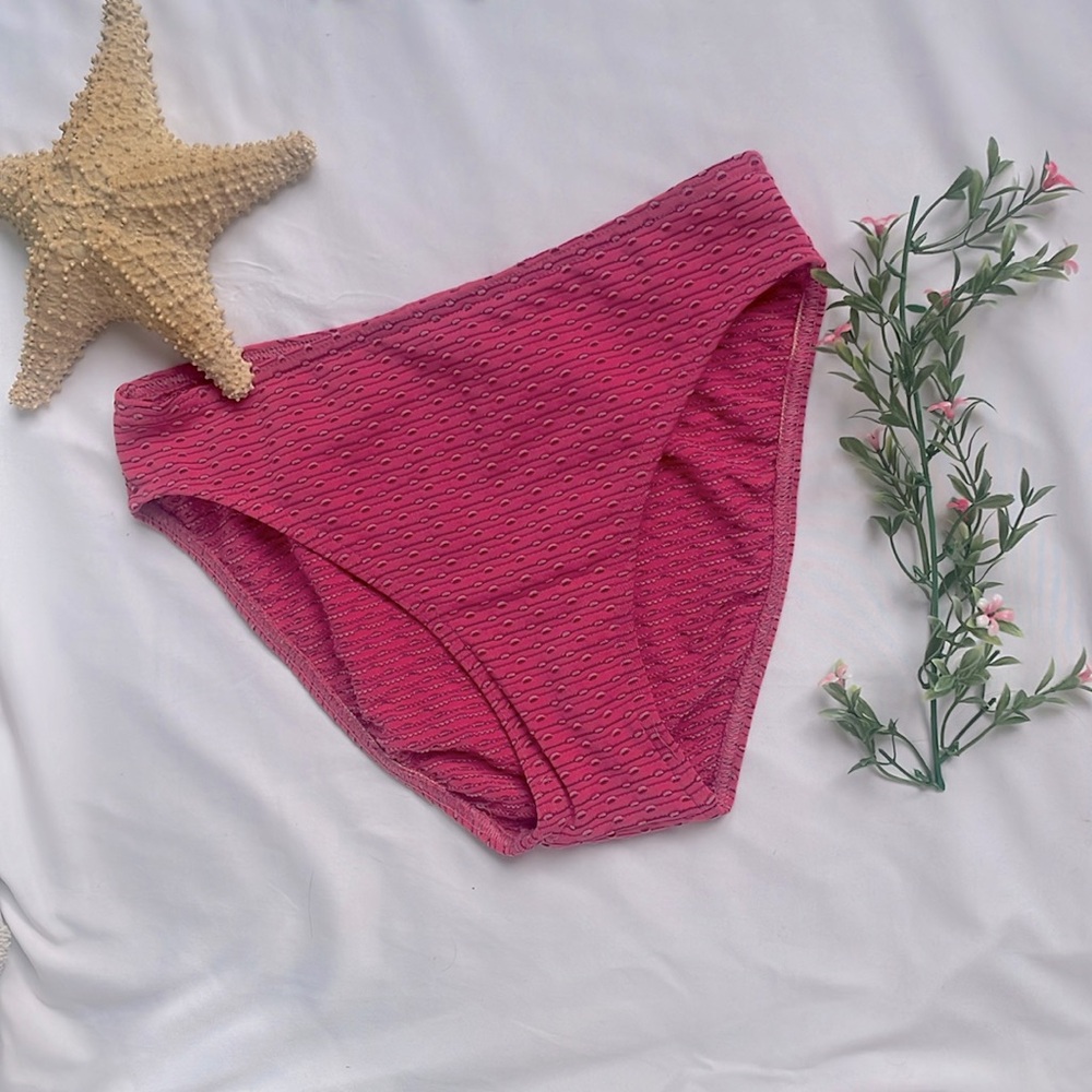 Pink Burgundy Colorblock High Waist Bikini Swim Bottom Medium M NWOT